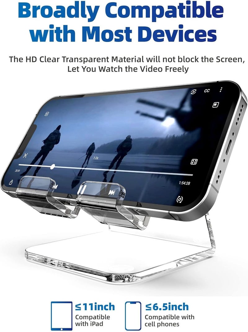 TOPGO Acrylic Cell Phone Stand, Clear Phone Holder for Office Desk, Vanity, Kitchen, Bedside Table, Compatible with iPhone 17/Smartphones/iPad/Switch/Kindle, Office Desk Accessories - Image 5